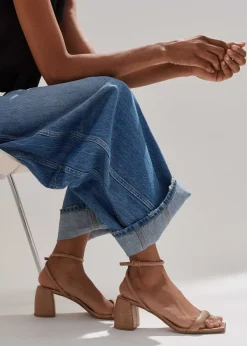 Outlet ME+EM Lizard Print Feature Heel Sandal Sable