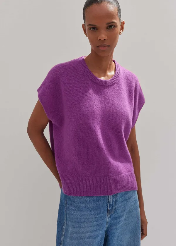Best ME+EM Lofty Cashmere Relaxed Curved Hem Vest Summer Purple