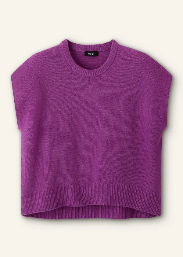 Best ME+EM Lofty Cashmere Relaxed Curved Hem Vest Summer Purple