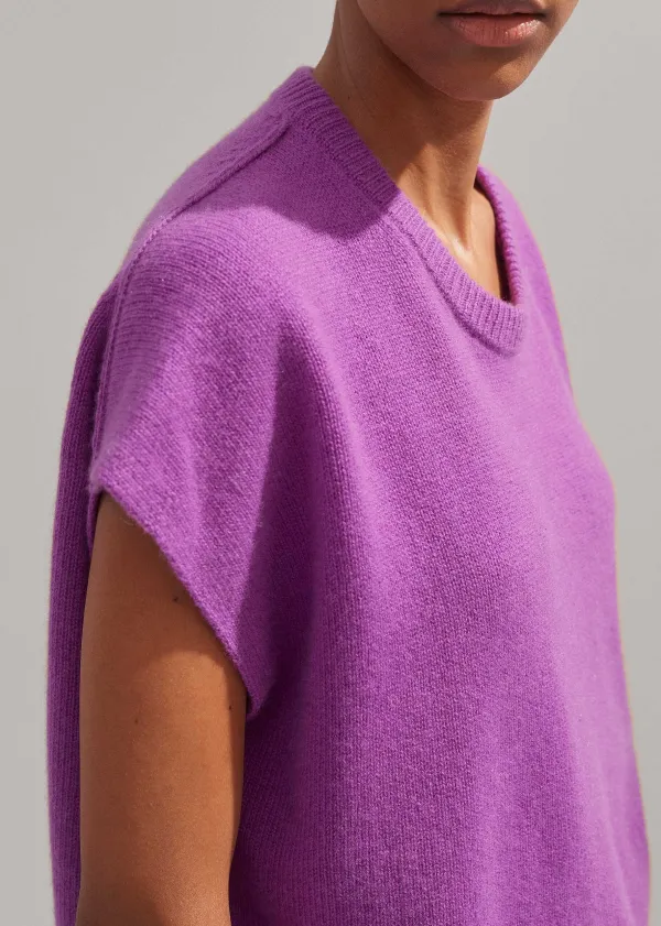 Best ME+EM Lofty Cashmere Relaxed Curved Hem Vest Summer Purple