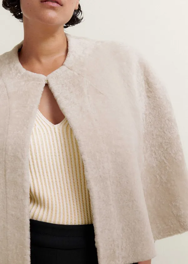 Best ME+EM Luxe Shearling Cape Neutral