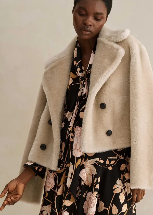 Discount ME+EM Luxe Short Shearling Coat