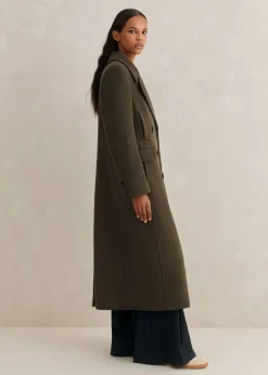 ME+EM Melange Wool Longline Coat Khaki