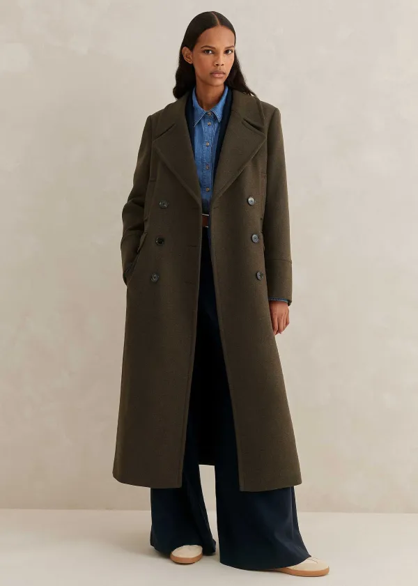 ME+EM Melange Wool Longline Coat Khaki