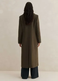 ME+EM Melange Wool Longline Coat Khaki