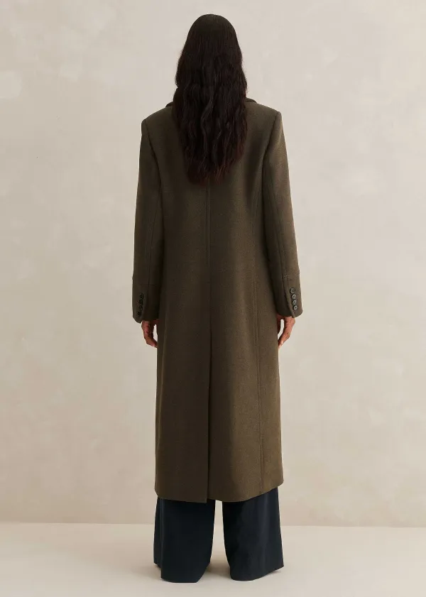 ME+EM Melange Wool Longline Coat Khaki