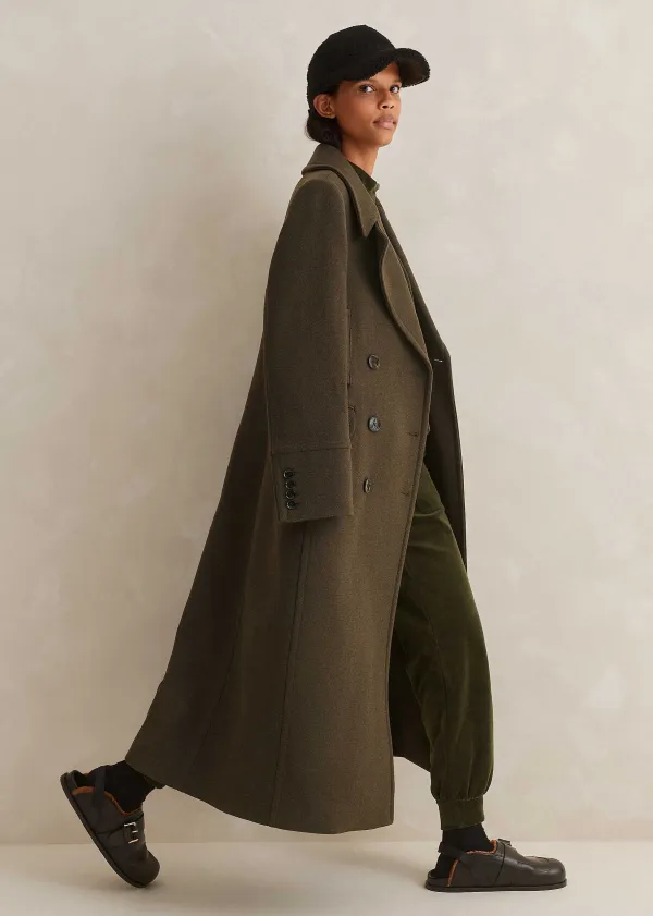 ME+EM Melange Wool Longline Coat Khaki