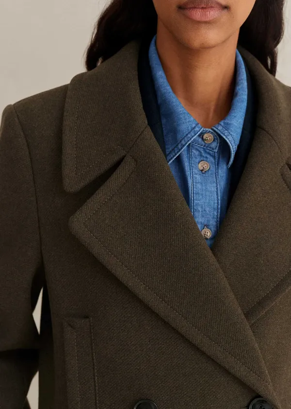 ME+EM Melange Wool Longline Coat Khaki