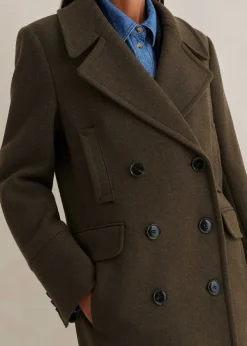 ME+EM Melange Wool Longline Coat Khaki
