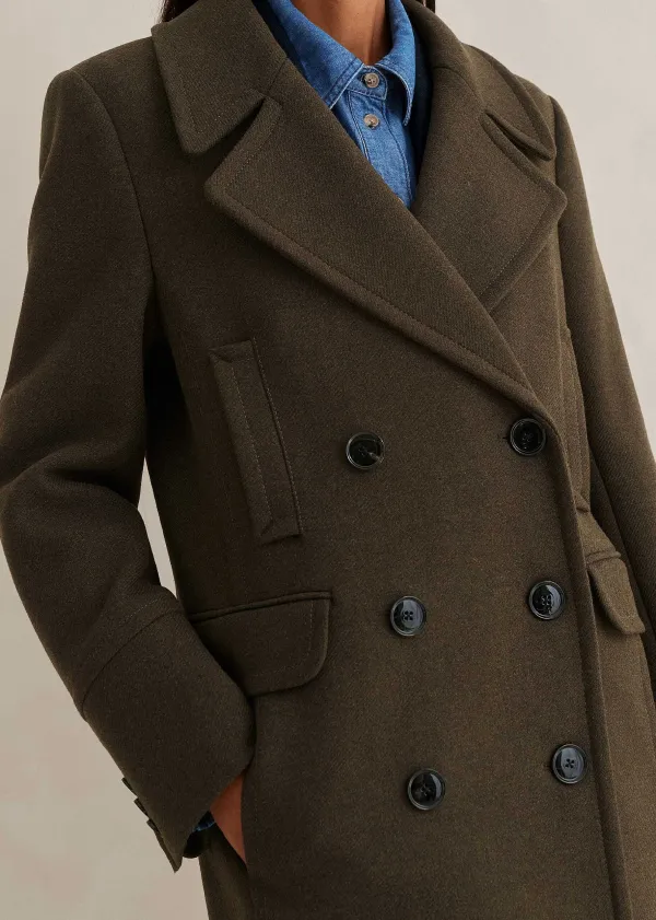 ME+EM Melange Wool Longline Coat Khaki