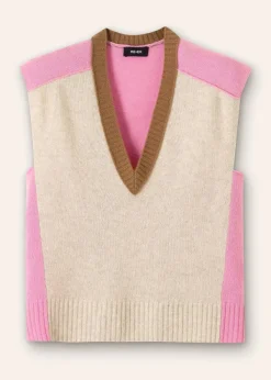 ME+EM Merino Cashmere Colour Block Vest Oatmeal Multi