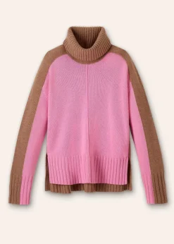 ME+EM Merino Cashmere Colour Block Jumper + Snood Camel/Pink