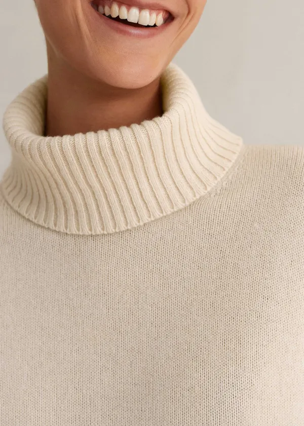 Clearance ME+EM Merino Cashmere Curved Hem Jumper + Snood Cream