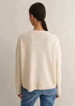 Clearance ME+EM Merino Cashmere Curved Hem Jumper + Snood Cream