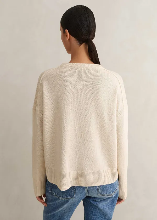 Clearance ME+EM Merino Cashmere Curved Hem Jumper + Snood Cream