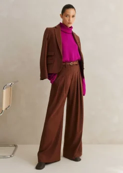 Clearance ME+EM Merino Cashmere Relaxed Crop Jumper + Snood Electric Pink