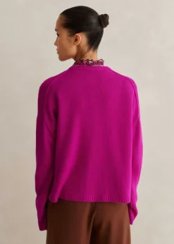 Clearance ME+EM Merino Cashmere Relaxed Crop Jumper + Snood Electric Pink