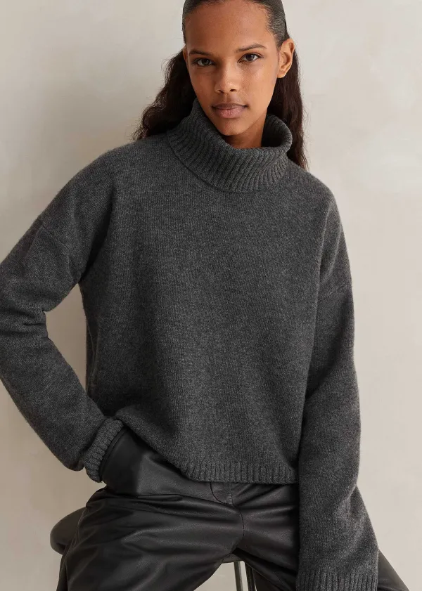 Outlet ME+EM Merino Cashmere Relaxed Crop Jumper + Snood Charcoal