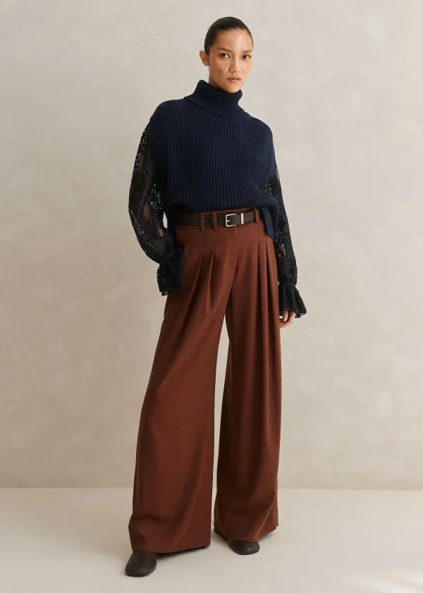 Outlet ME+EM Merino Cashmere Relaxed Roll Neck Vest Navy