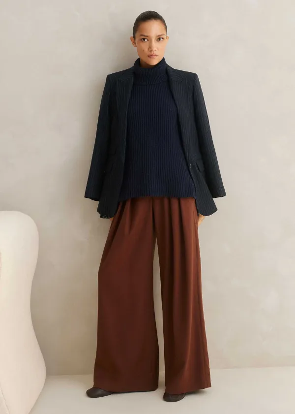 Outlet ME+EM Merino Cashmere Relaxed Roll Neck Vest Navy