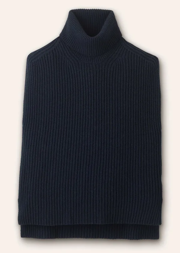 Outlet ME+EM Merino Cashmere Relaxed Roll Neck Vest Navy