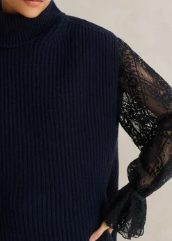 Outlet ME+EM Merino Cashmere Relaxed Roll Neck Vest Navy