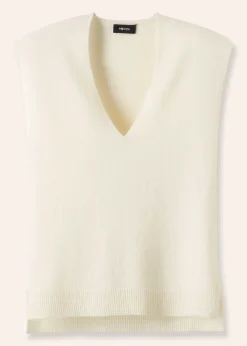 ME+EM Merino Cashmere Relaxed V Neck Vest Cream