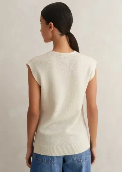 ME+EM Merino Cashmere Relaxed V Neck Vest Cream