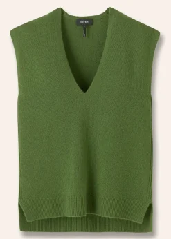 Hot ME+EM Merino Cashmere Relaxed V Neck Vest Green