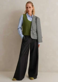 Outlet ME+EM Merino Cashmere Ribbed Scoop Neck Vest Bright Olive Moulin