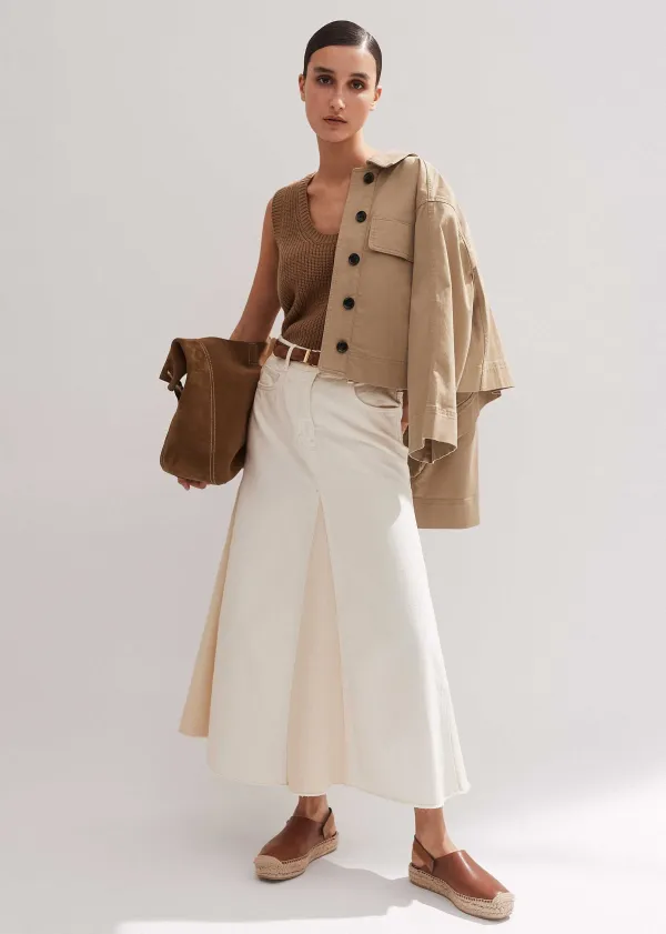ME+EM Merino Cashmere Ribbed Scoop Neck Vest Camel