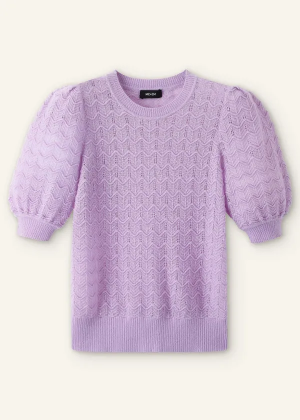 Clearance ME+EM Merino Cashmere Silk Lace Stitch Tee Lupin Lilac