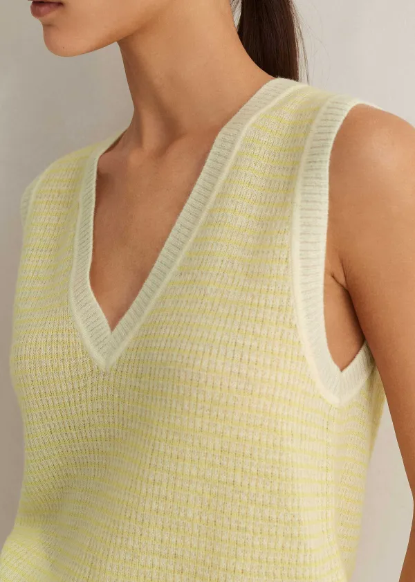 Online ME+EM Merino Cashmere Silk Lace Stitch Vest Dusty Citron/Soft White