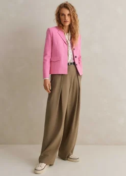 Hot ME+EM Merino Cashmere Silk Lace Stitch V-Neck Vest Blossom Pink