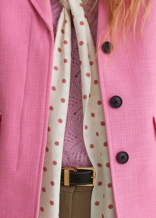 Hot ME+EM Merino Cashmere Silk Lace Stitch V-Neck Vest Blossom Pink