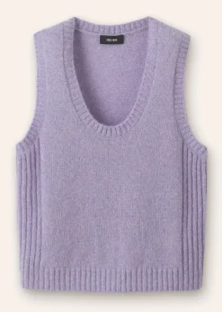 Sale ME+EM Merino Cashmere Silk Scoop Neck Vest Lilac Moulin