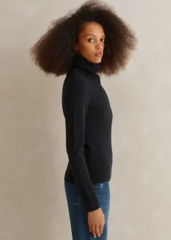 Sale ME+EM Merino Stretch Half Zip Jumper Navy