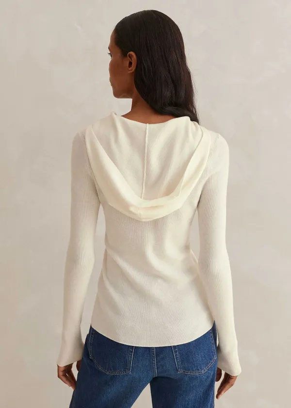 Online ME+EM Merino Stretch Rib Layering Hoody Soft White
