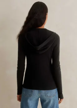 New ME+EM Merino Stretch Rib Layering Hoody Black