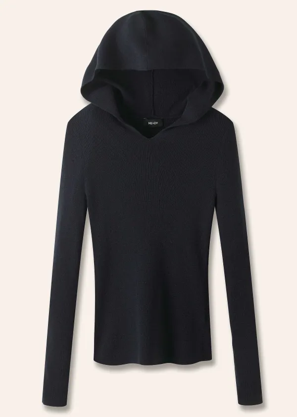 New ME+EM Merino Stretch Rib Layering Hoody Navy
