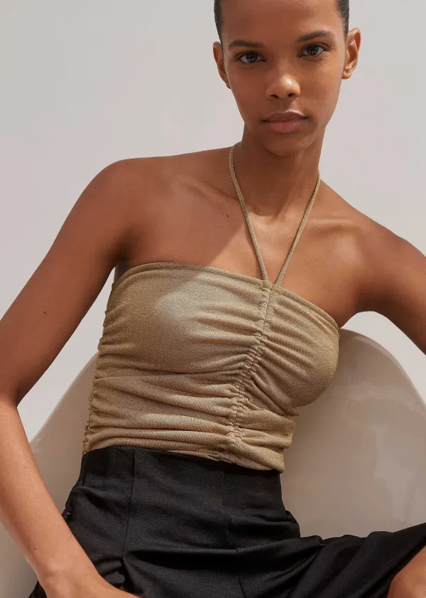 Sale ME+EM Metallic Bandeau Top Gold
