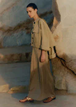 Hot ME+EM Metallic Halterneck Maxi Dress Gold