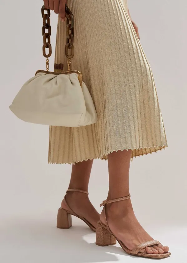 Outlet ME+EM Metallic Rib Knit Cap Sleeve Midi Dress Pale Gold