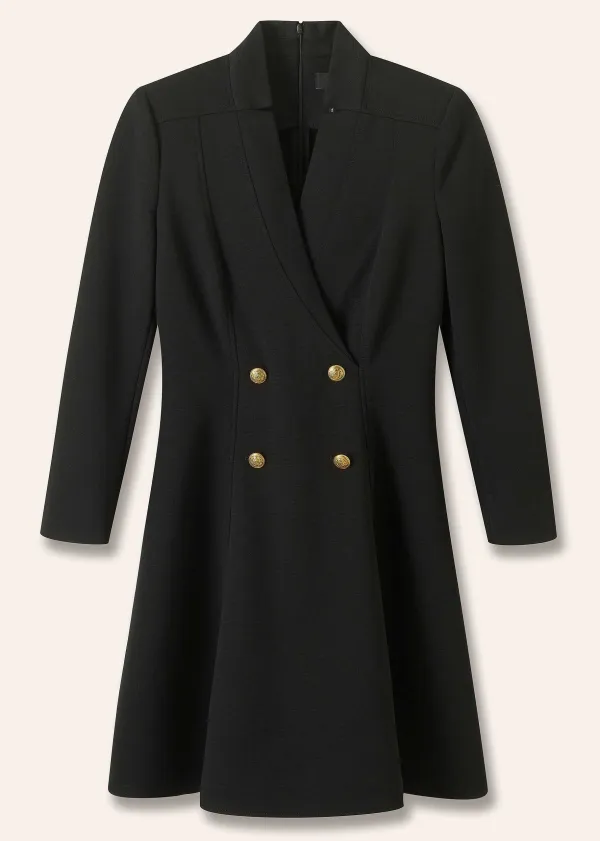 Hot ME+EM Military Button Fit And Flare Mini Dress Black