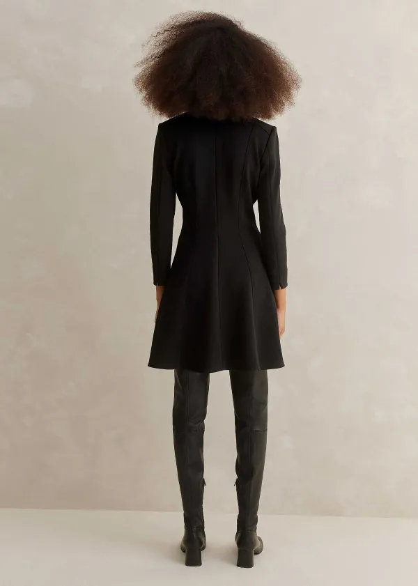 Hot ME+EM Military Button Fit And Flare Mini Dress Black