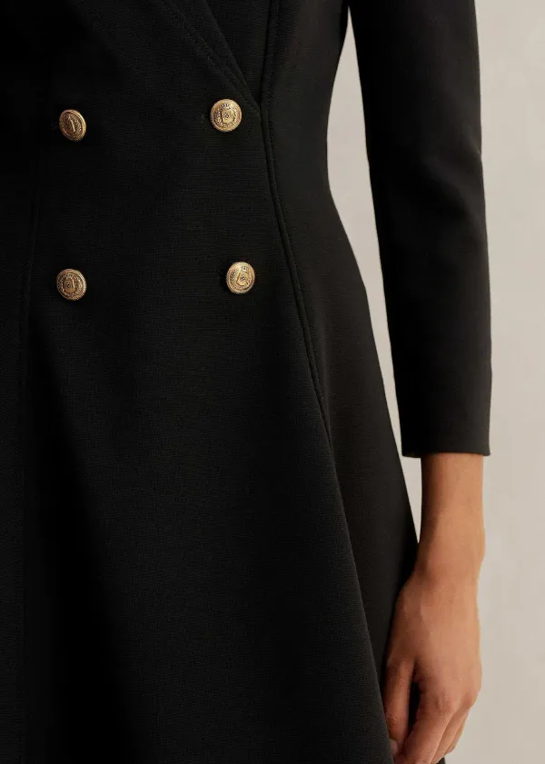Hot ME+EM Military Button Fit And Flare Mini Dress Black