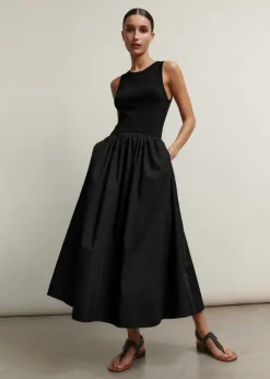 Online ME+EM Mixed Media Maxi Dress Black