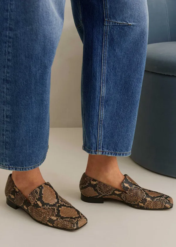 Discount ME+EM Modern Snake-Embossed Loafer Tan