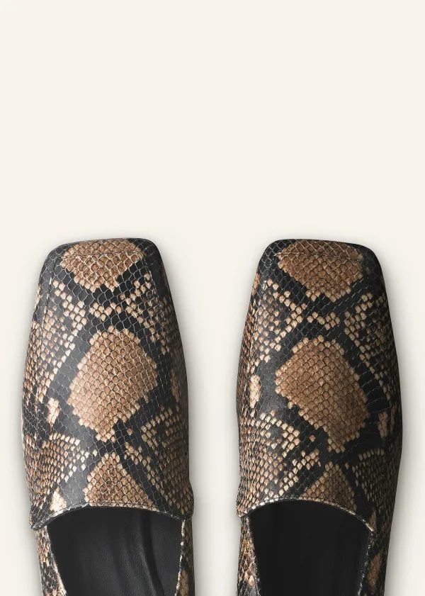 Discount ME+EM Modern Snake-Embossed Loafer Tan
