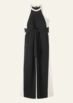 Sale ME+EM Monochrome Halterneck Jumpsuit + Belt Black/Cream